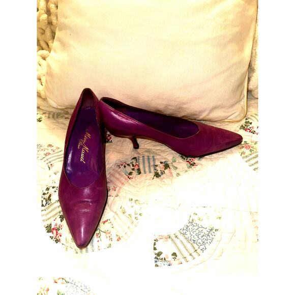 VINTAGE 80's MAUD FRIZON PURPLE LEATHER PUMPS 7.5 - Picture 2 of 7